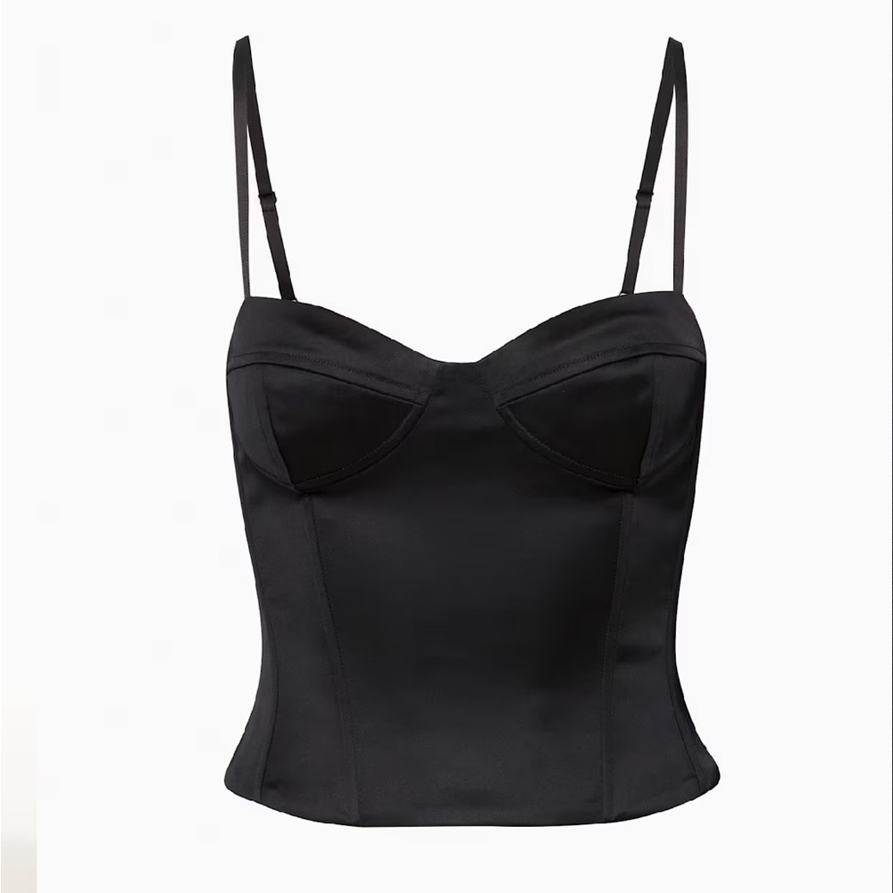 Aritzia Oklahoma Black Satin Bustier Top